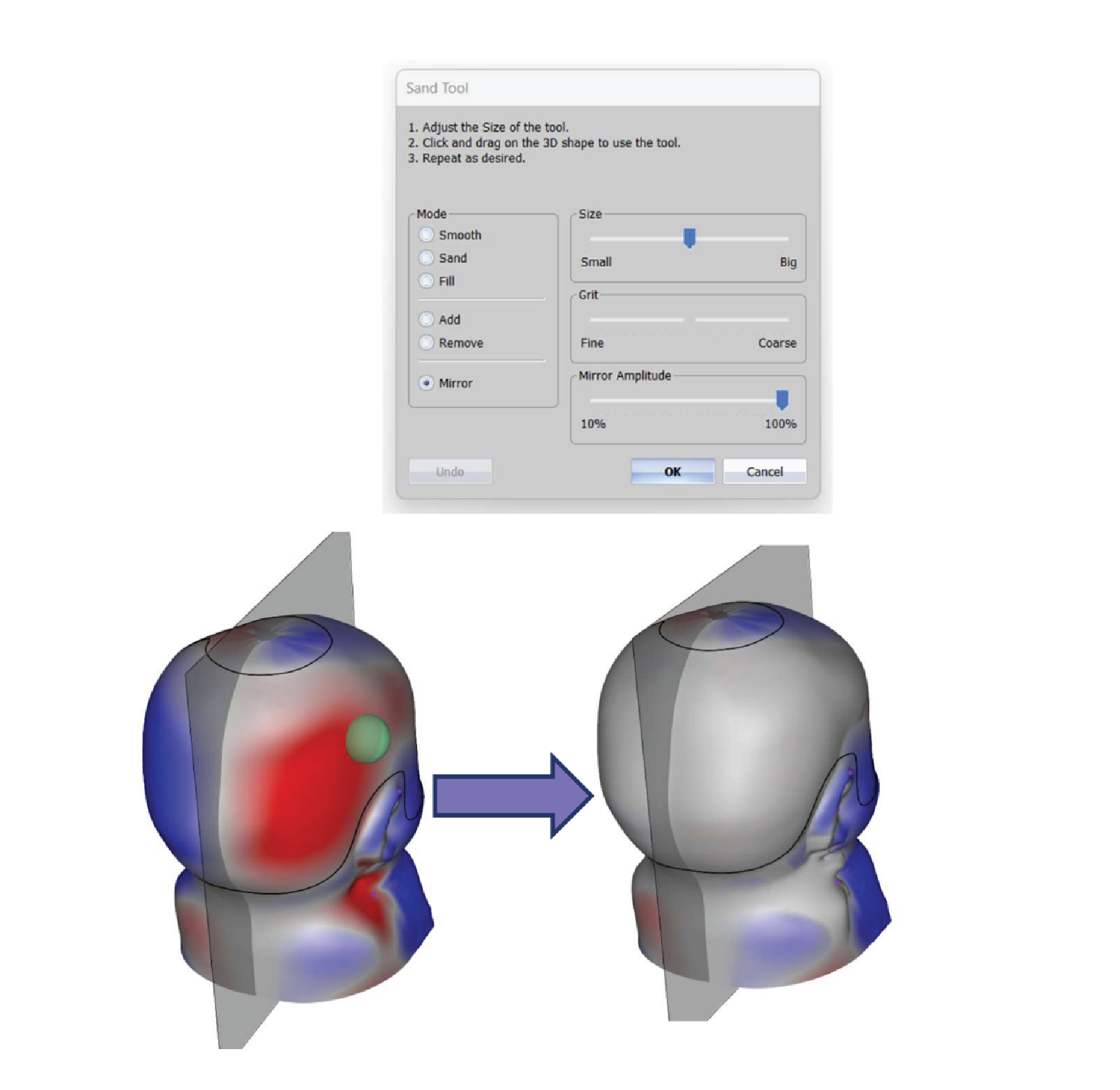 Cranial Symmetry with Mirror Tool